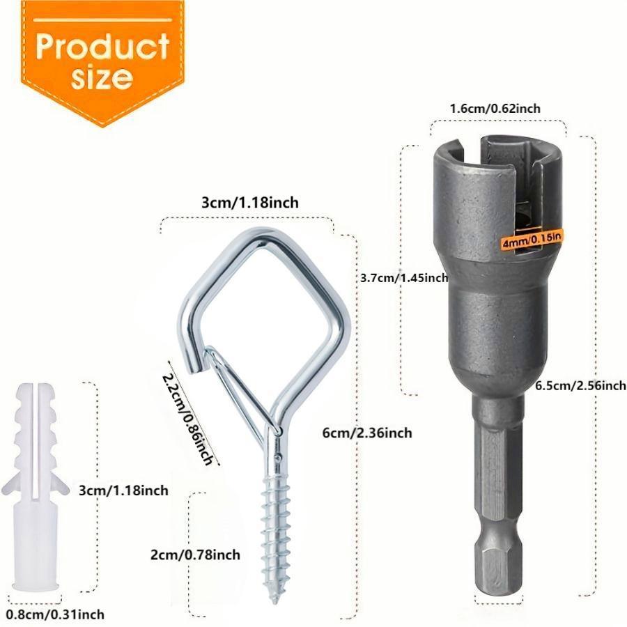 Hanging Screw Hooks with Accessories, 20pcs Outdoor String Light Hanging Hooks for Plants Wall Wood Ceiling Installations