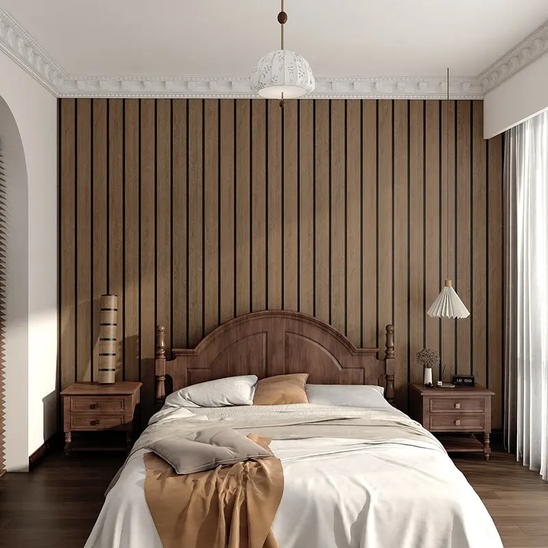 Peel and Stick Wood Slat Decorative Wallpaper - 2.2mm Thick Self-Adhesive Waterproof Wall Panel, Removable Decor Film for Living Room, Bedroom,Kitchen,Peel and Stick Wall Paper