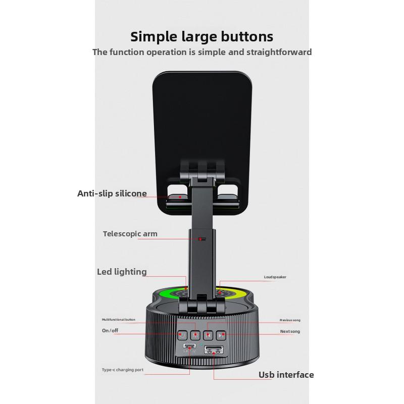 Smart Wireless Bluetooth Speaker with Induction Phone Stand for Music and Video, 5-in-1 Home Office Vertical Tablet Holder