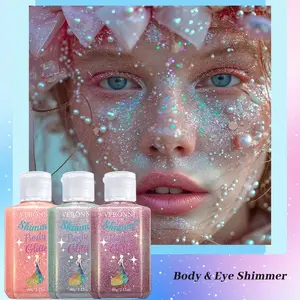 3-Piece Body Shimmer Gel Set, Dual-Use Eye & Body Glitter, Highlighter for Neck, Shoulders, Arms, Legs, Dreamy Mermaid Makeup, Party Gift Box