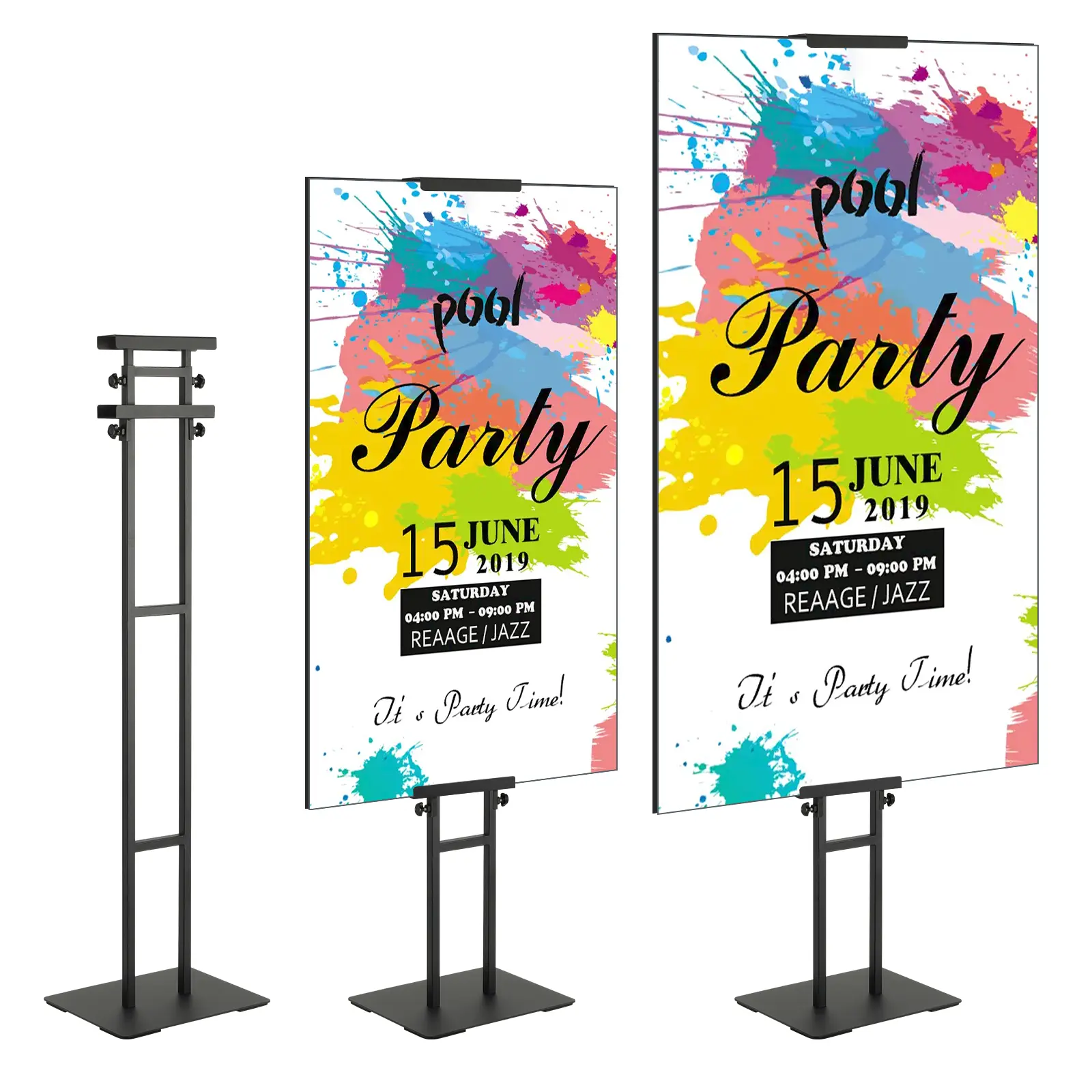 Double-Sided Heavy Duty Aluminum Poster Stand, Adjustable Height Up to 75-in, Rectangular Pedestal Sign Holder with Shock-Absorbing Base Support for Displays