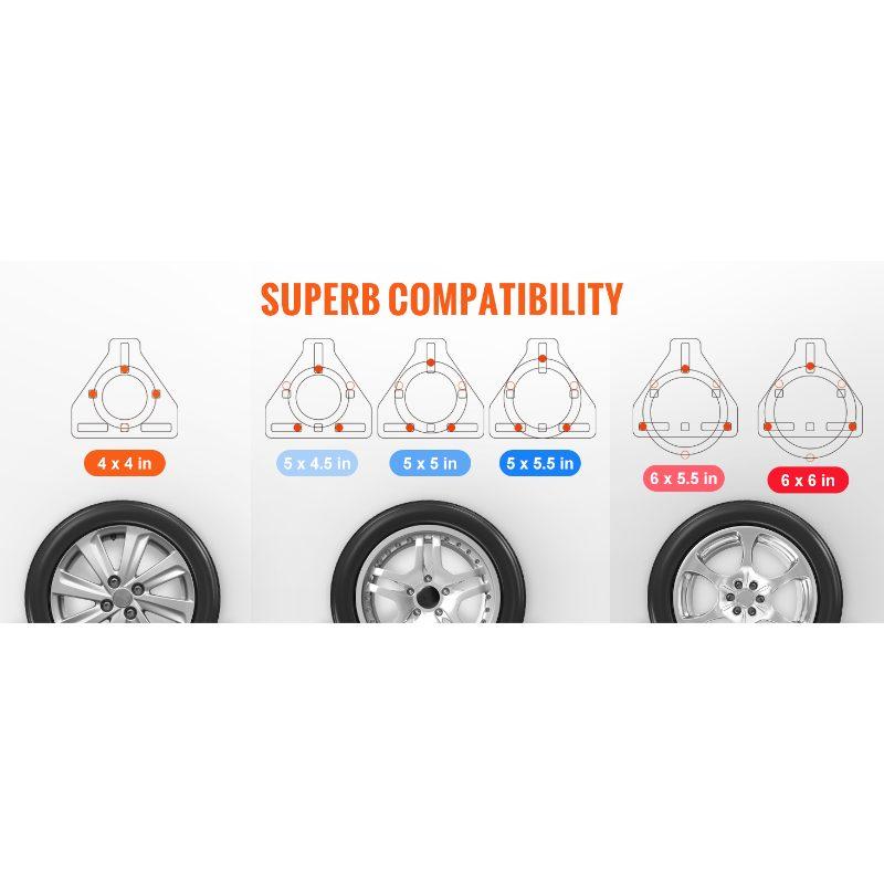 VEVOR Spare Tire Carrier, Trailer Spare Tire Mount, 160 lbs Capacity, Utility Trailer Accessories Fits Most 4 5 6 8 Lugs Wheels on 4, 4.25, 4.5, 4.75, 5, 5.5, 6, 6.5 Bolt Patterns