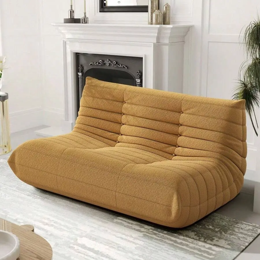 Light Luxury Minimalism Armless Floor Lounge Chair Sofa, Bean Bag Fireplace Chair, Durable And Comfortable Floor Lounge Chair, Plush Teddy Fleece Memory Foam Compressed Foam Self-Expanding Ergonomic Chair