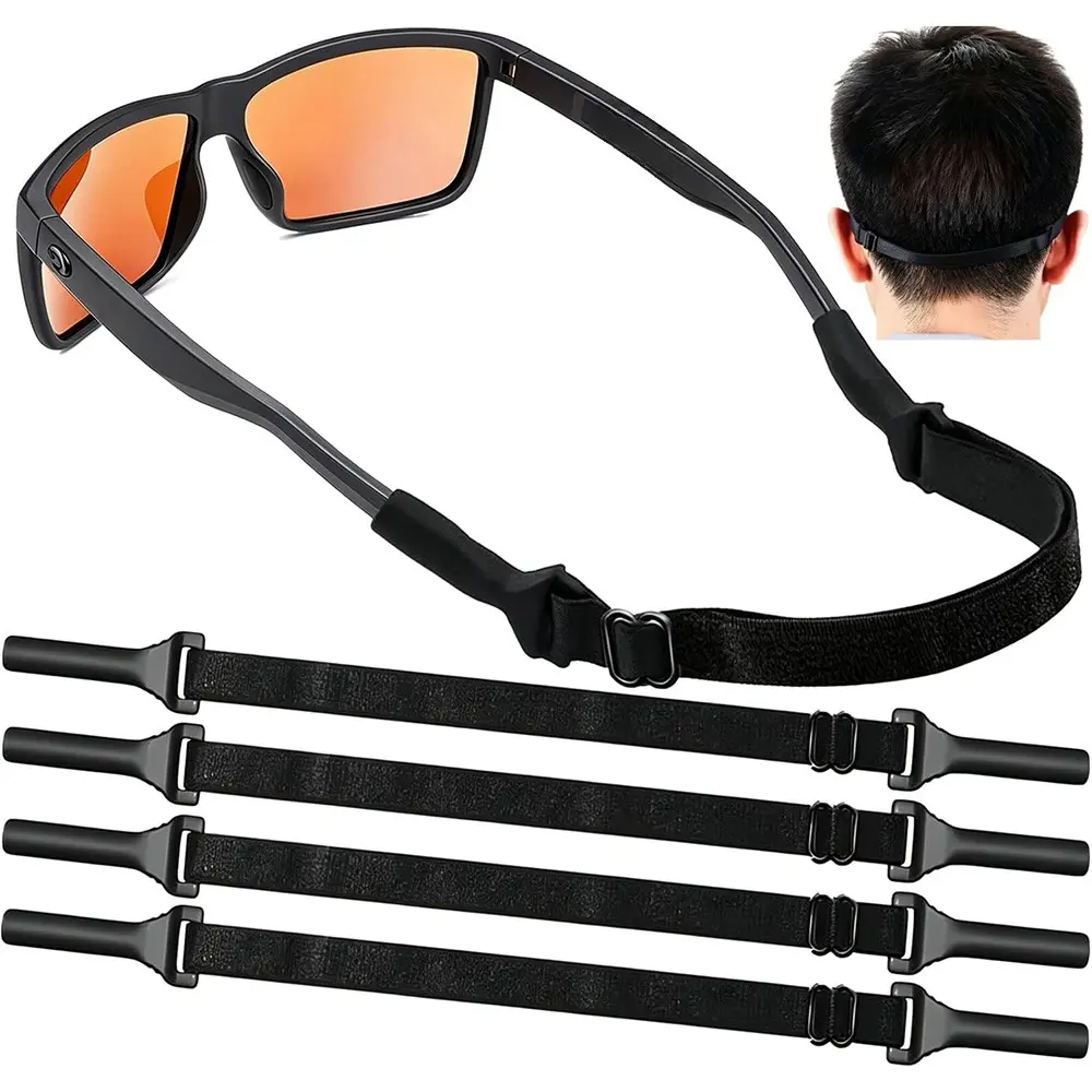 4PCS Adjustable Eyeglass Straps, No-Tail Universal Sunglasses Retainers with Soft Grip Ends, Sports Eyewear Holders for Men and Women