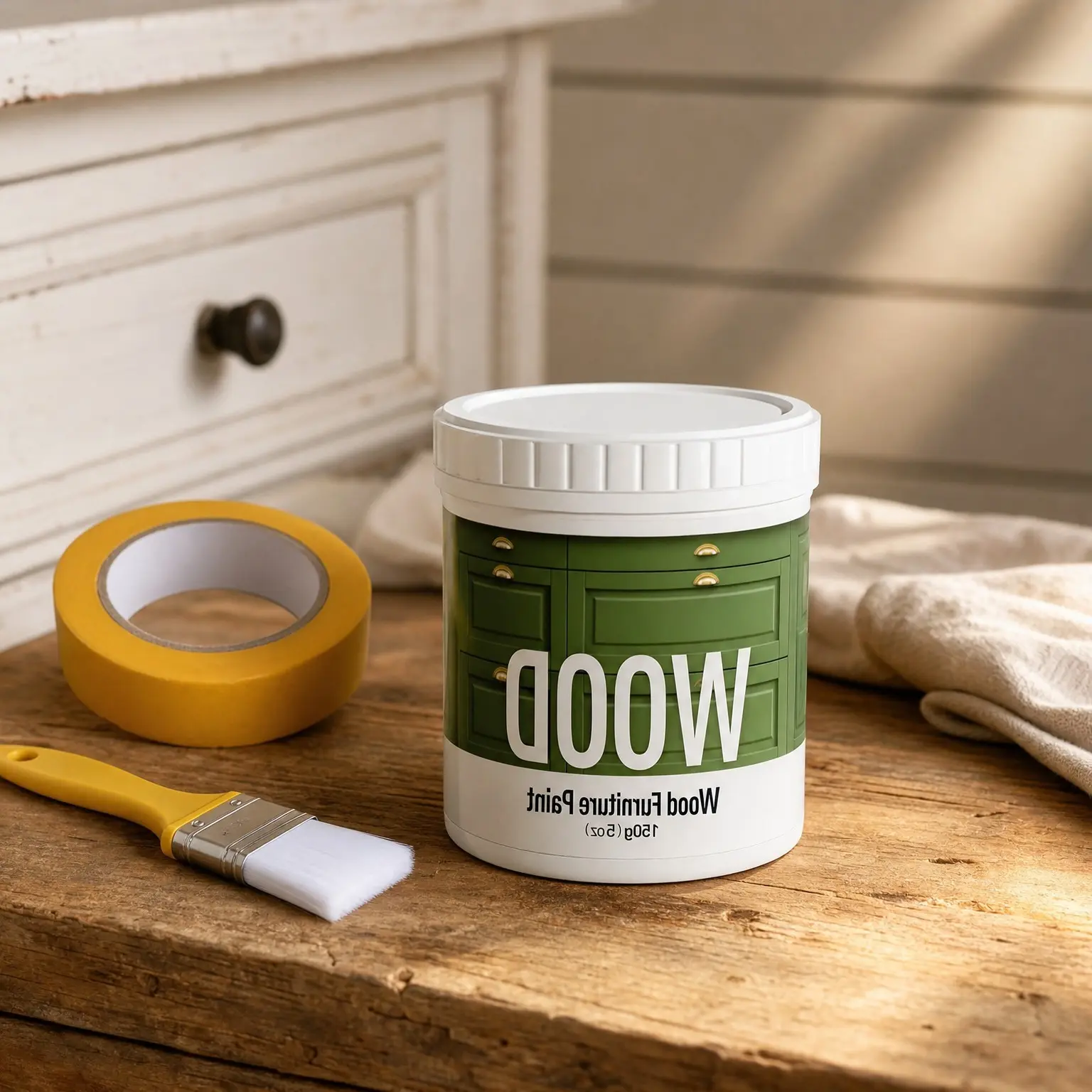 Matte Finish Furniture Paint - 5 Oz White Paint for Wood Cabinets, Doors, Tables, and Dressers Refinishing - Water-Based, Non-Toxic & Odorless, Easy to ApplyGift