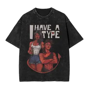 Dispatch Malevola and Karlach T Shirts Washed Cotton Oversize T-Shirts I Have a Type for Men Women Tops Streetwear Printed Tees