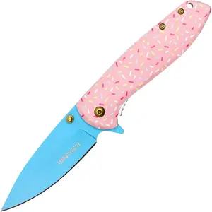 7.5" Folding Pocket Knife, Donut-Shaped Handle Novelty EDC Knife, Compact Outdoor Utility Tool for Everyday Carry