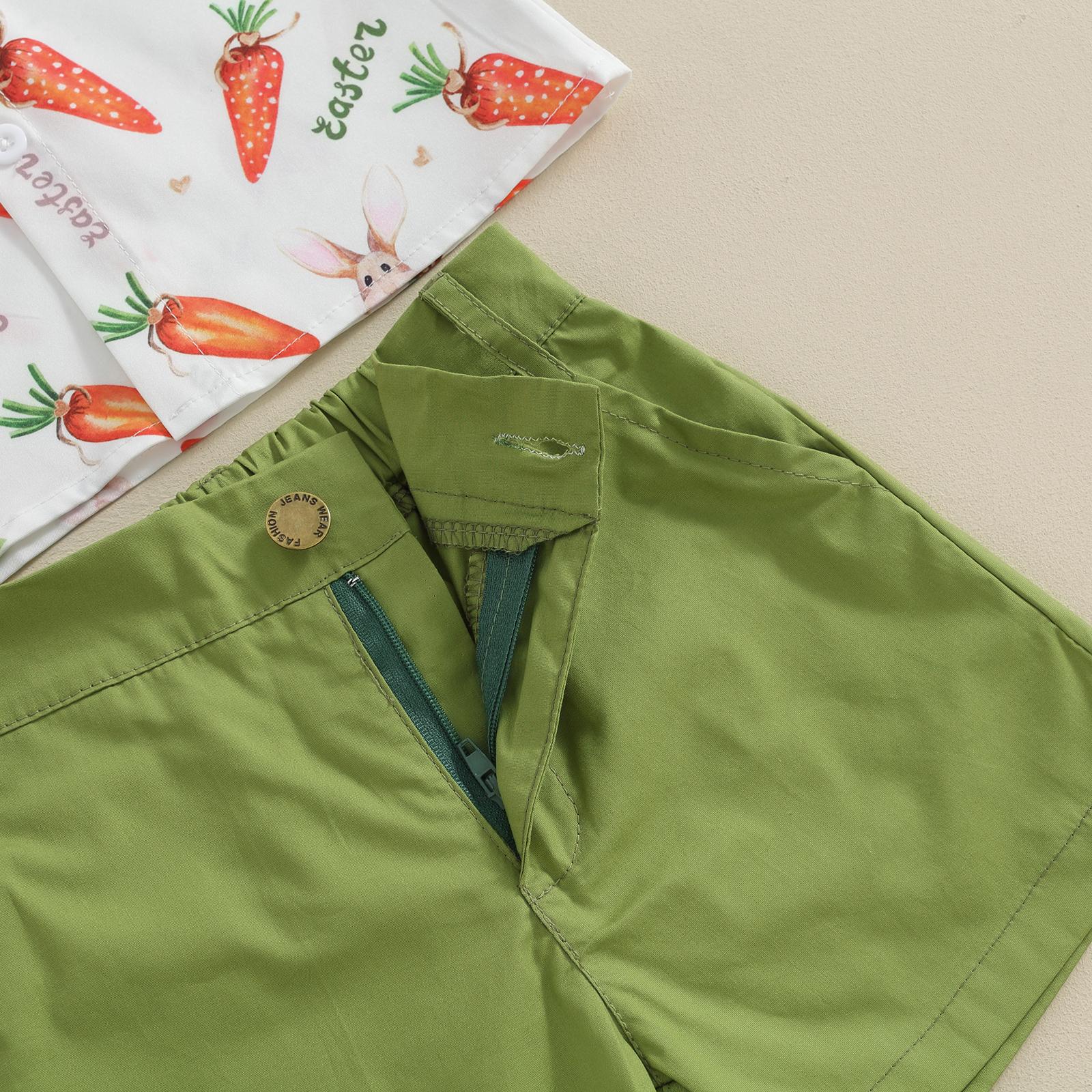 Babamoon Toddler Baby Boy Easter Outfits Carrot Rabbit Print Short Sleeve Button Down Shirt Top Solid Shorts Set Summer 2Pcs Clothes Babamoon Toddler Baby Boy Easter Outfits Carrot Rabbit Print Short Sleeve Button Down Shirt Top Solid Shorts Set Summer 2Pcs Clothes