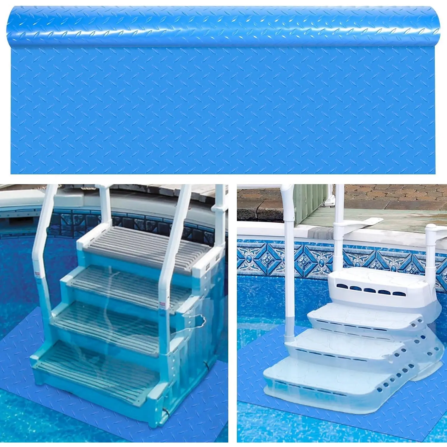 45x60 inches Swimming Pool Ladder Mat Protective Swimming Pool Step Pad for Above Ground Swimming Pool Ladder Pad Vinyl Non-Slip Pool Liner