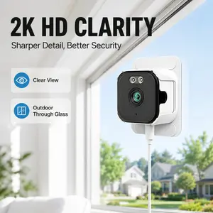 Indoor Surveillance Window Camera 3MP Dual Band Wireless WiFi Cam Built in Dual LED Lights Full Color Night Vision Motion Trigger Record Plug In Power For Home Office Glass Surface Use