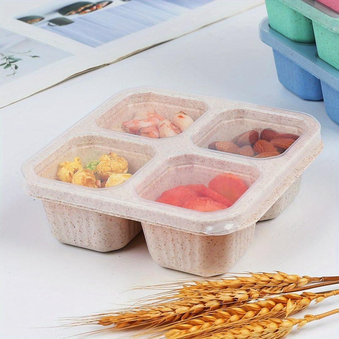 Portable 4 Compartment Eco-Friendly Lunch Box for Daily Use Meal Prep Containers Sustainable Tableware