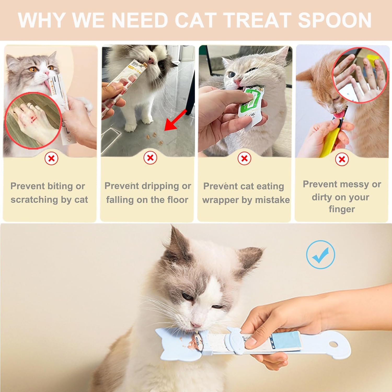 Cat Treat Spoon Set 3-Pack Squeeze Feeder for Licky Treats & Wet Food Multi-Function Dispenser Easy Feeding Pet Gift mess free  Water and Food Dispenser Portable
