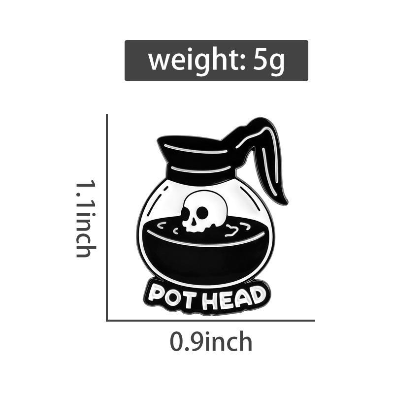 Black White Collection Enamel Pins Bookworm μ Cat Girl Brooches Skeleton Badge Coffee Pot Head Jewelry Gift for Friends