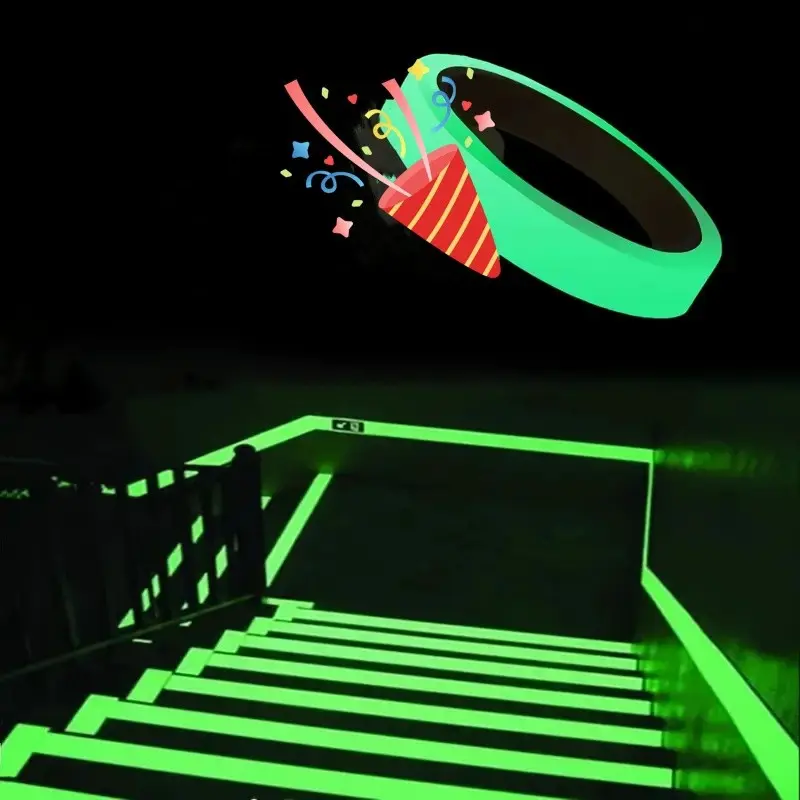 Glow in The Dark Warning Self Adhesive Tape, 1 Roll Outdoor Decoration Fluorescent Non-slip Waterproof Adhesive Tape, Luminous Sticker for Stairs, Floors, Stages, Room Decor