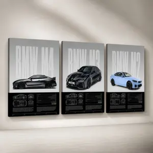 3-Piece Solid Wood Art Prints, Bmw Series Performance Car Posters, Artistic Modern Wall Decor, Artwork, Waterproof Home Decoration, Ideal Gift Set, Artistic Subject#GLOBAL PICKS