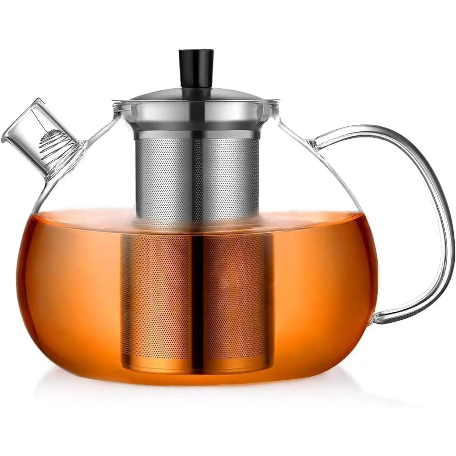 67oz XL 2000ml Large Clear Glass Teapot with Infuser Strainer, Stovetop Safe Glass Tea Kettle for Loose Tea