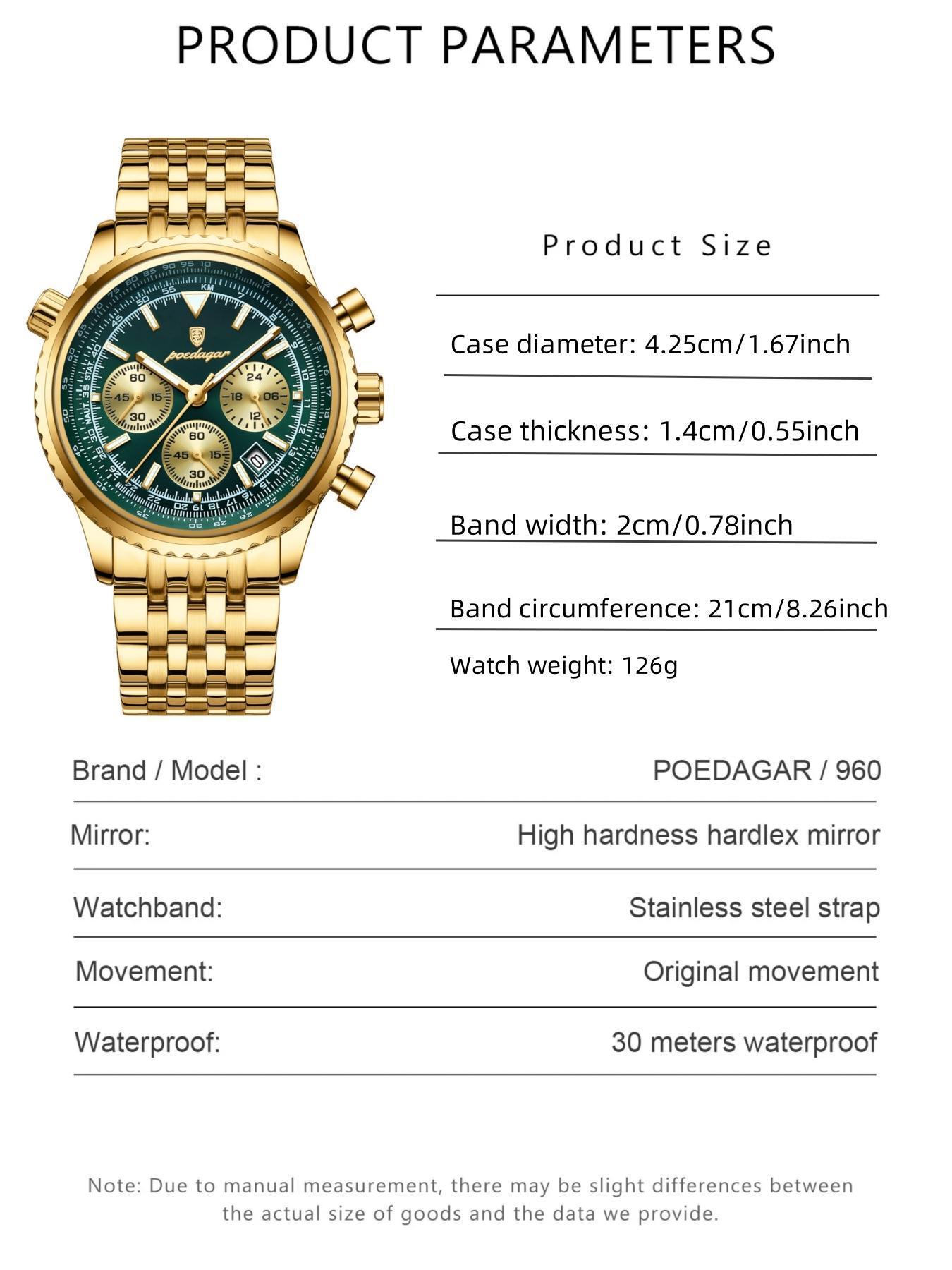 Business Fashion Round Dial Analog Quartz Watches for Men, Trendy Multifunctional Luminous Fashionable Watch, Waterproof Luminous Date Chronograph Watch, Stainless Steel Watch for Men Gifts, with Box