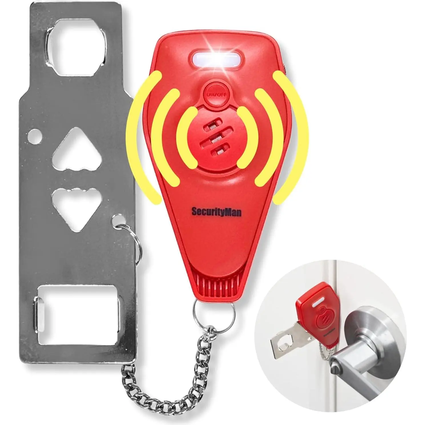 Door Lock with Alarm| Hotel Door Locks for Travelers Security| Loud 130dB Door Security Device for Hotel Room, Apartment Home, & Travel Safety Inside for Children - Red