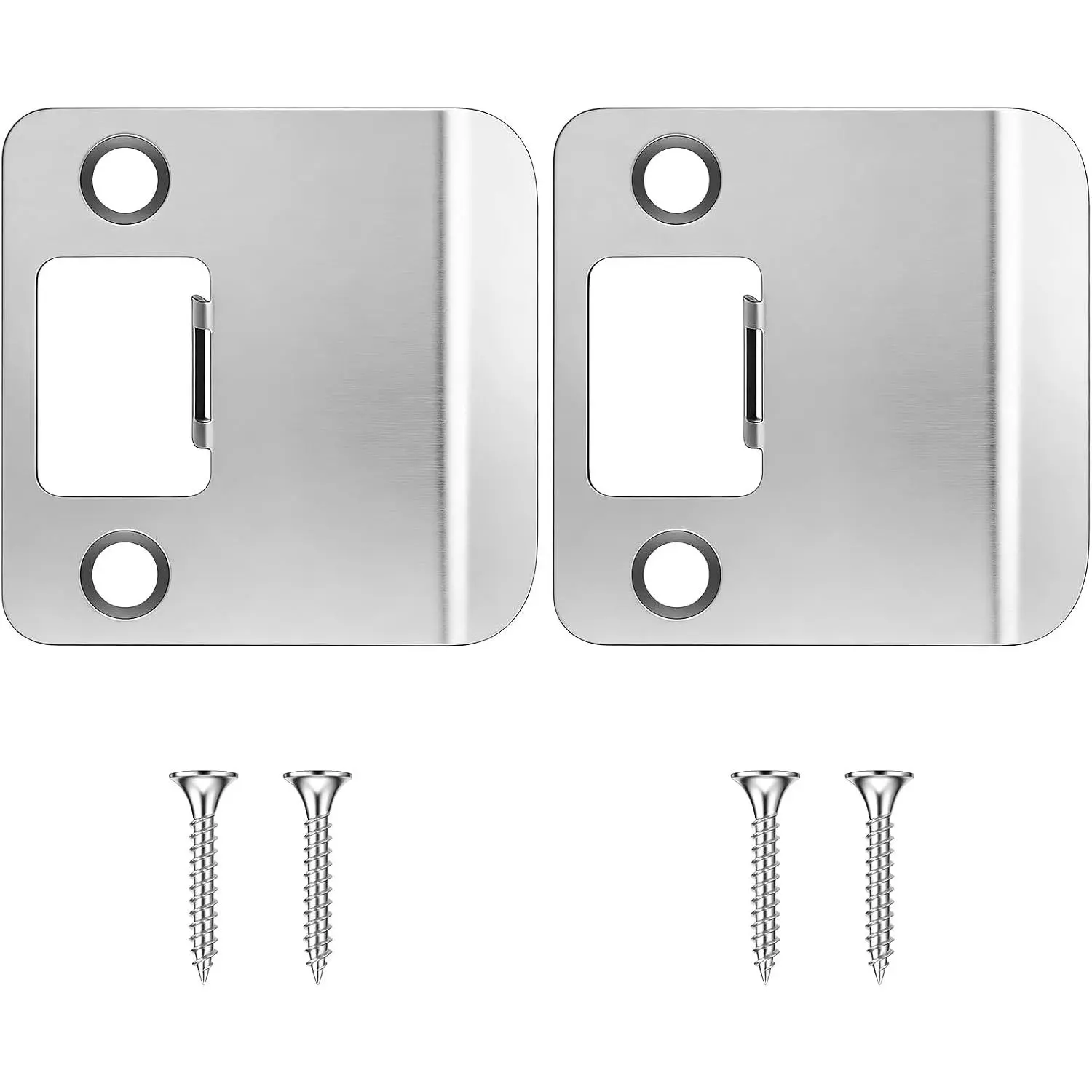 2 Pack Extended Strike Plate Round Corner,2 X 2.25 Inch, | Extended Lip for Door Latch,2-1/4" x 1-1/2", (2" Overall Length), Includes Screws, For Exterior & Interior Door Frame
