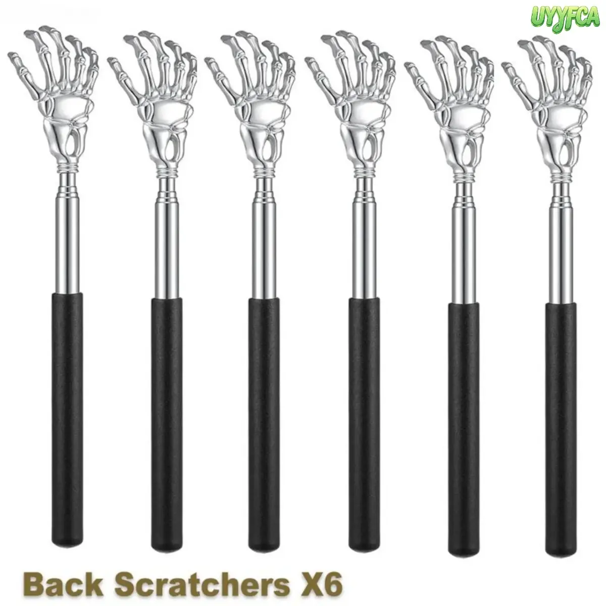 Telescoping Skeleton Hand Back Scratcher, Extendable Stainless Steel Itch Relief Tool With Non‑Slip Rubber Handle, Portable Lightweight Scratcher For Home, Office, Travel And Daily Use