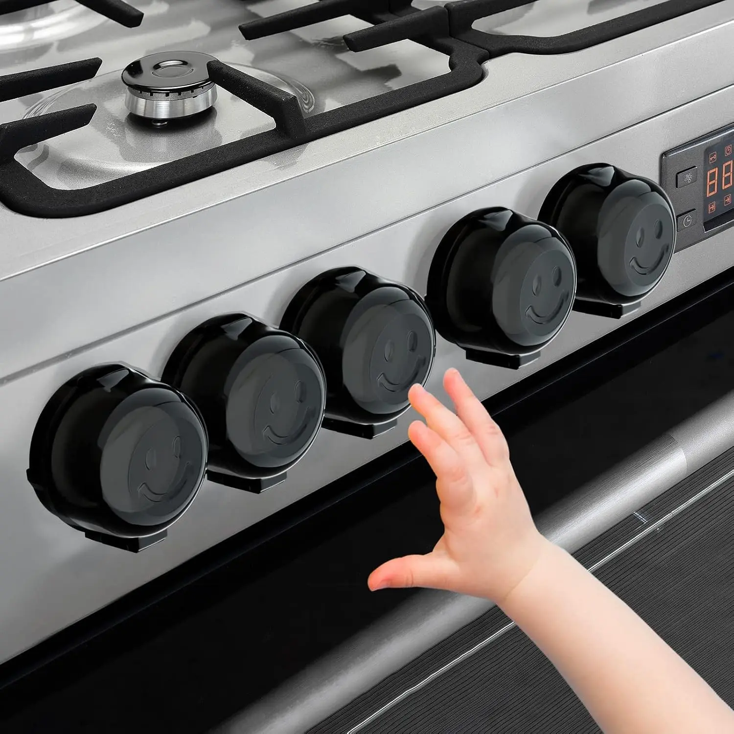 Stove Knob Covers for Child Safety - 5 Pack Upgraded Double-Key Design Universal Size Baby Safety Gas Oven Knob Covers Stove Guard Baby Proofing