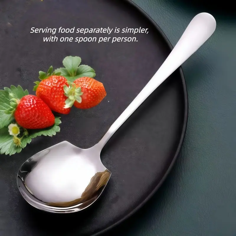 3-Piece Silver Color Stainless Steel Serving Spoon Set, Serving Spoons for Buffet, Durable Long Handle Design, Dishwasher Safe, Ideal for Home, Hotel, Canteen