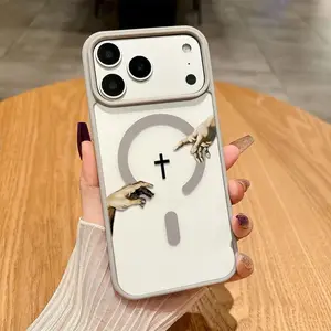Jesus Cross pattern magnetic phone case, built-in magnetic ring, comfortable feel, supports wireless charging, ultra-thin and anti drop. Suitable for Samsung, iPhone 17/16/15/14/13/12/11/Plus/Pro/ProMax/Air/X/XS/XSMAX series, birthday gifts, holiday gifts