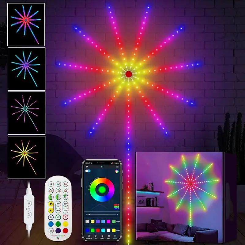 LED Smart Firework Light, Icrgb Rainbow Atmosphere Lamp, Music Rhythm Outdoor Light, Color Changing Garden Light, Christmas Decor Light