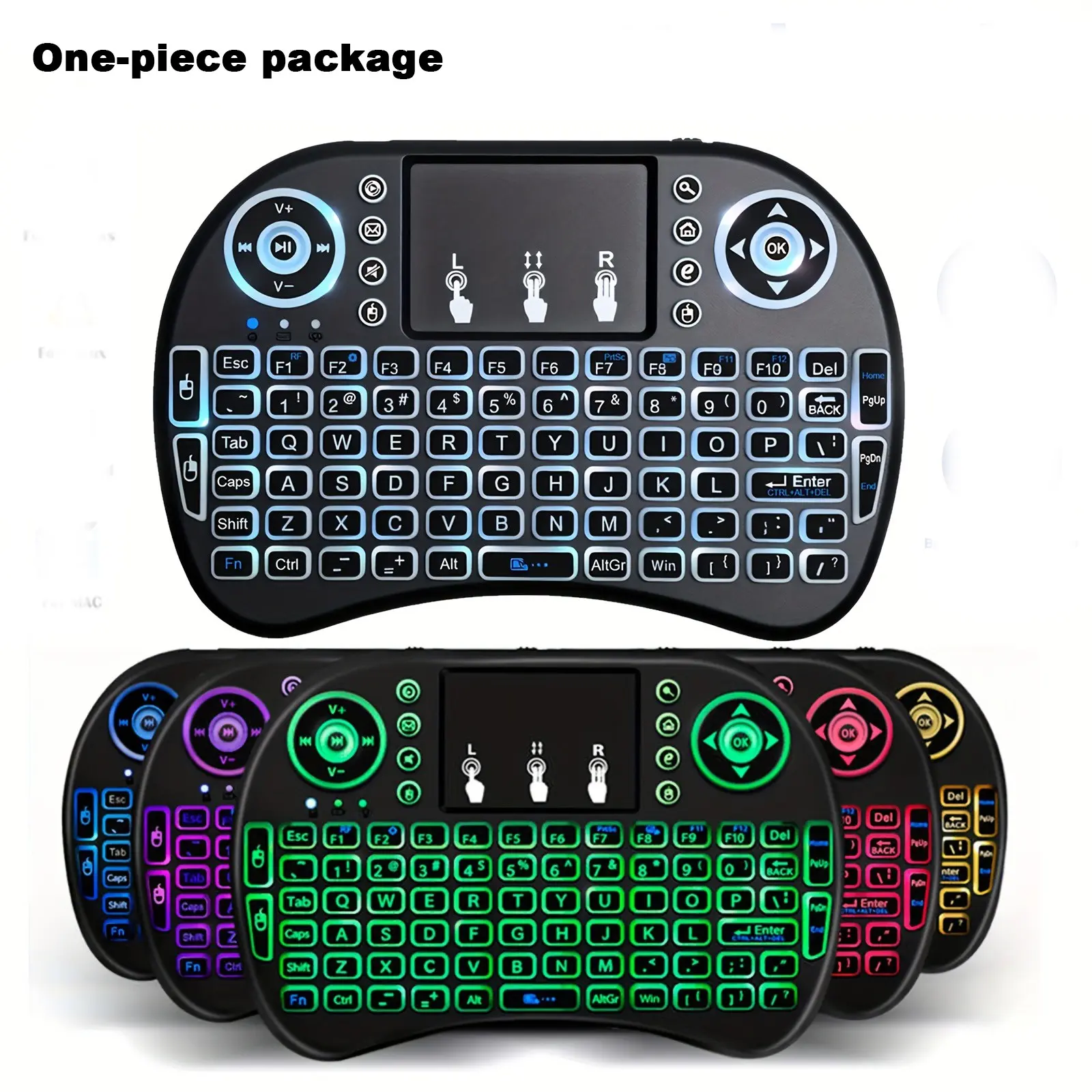 2.4g Mini Wireless Keyboard with Touchpad, RGB Backlit, Rechargeable, Plug-And-Play, for Android TV Box, Smart TV, Projector, Ps3