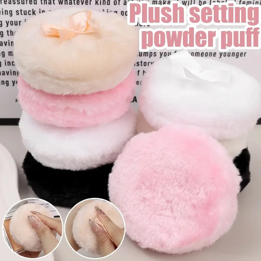 Large Fluffy Powder Puff, 1/2/3/4 Pcs, 4-Inch Ultra Soft Washable Reusable Velvet Puff for Face & Body, Loose Powder Setting Puff for Wet & Dry Makeup, Beauty Puff