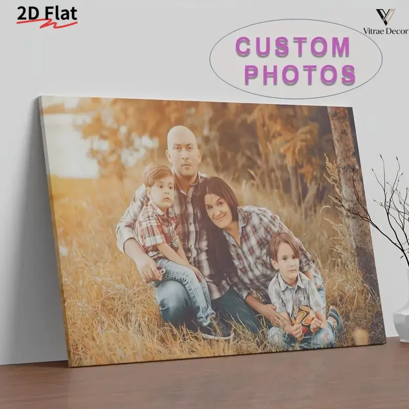 2D Flat Wall Decor, 1pc Personalized Photo Canvas, Custom Family Portrait Framed with Your Own Photos, Picture Collage Suitable for Home, Office, Birthdays, Anniversaries, Framed Picture Collage, Wedding Decorations, Halloween Decorations