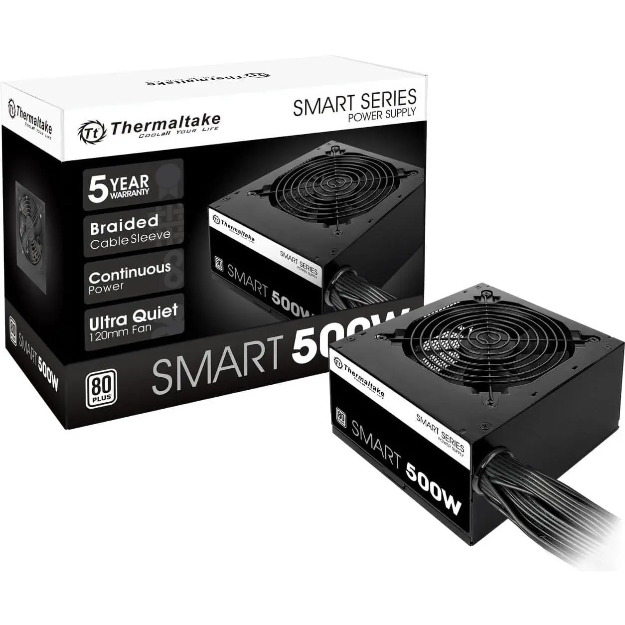 Thermaltake Smart 500W 80+ White Certified PSU, Continuous Power with 120mm Ultra Quiet Cooling Fan, ATX 12V V2.3/EPS 12V Active PFC Power Supply PS-SPD-0500NPCWUS-W cozy home