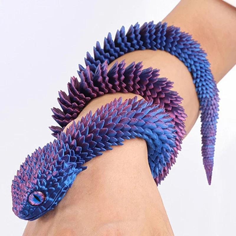 3D Printed Snake Movable Joint Fidget Toy Figurine Simulation Snake Office Desktop Ornament 2026 New Year Gifts Crafts Gift