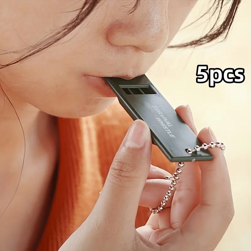 5-Pack Ultra-Loud Survival Whistles, Outdoor Emergency Whistle, High-Pitched Rescue Signal, Durable & Compact Design, Keychain Included