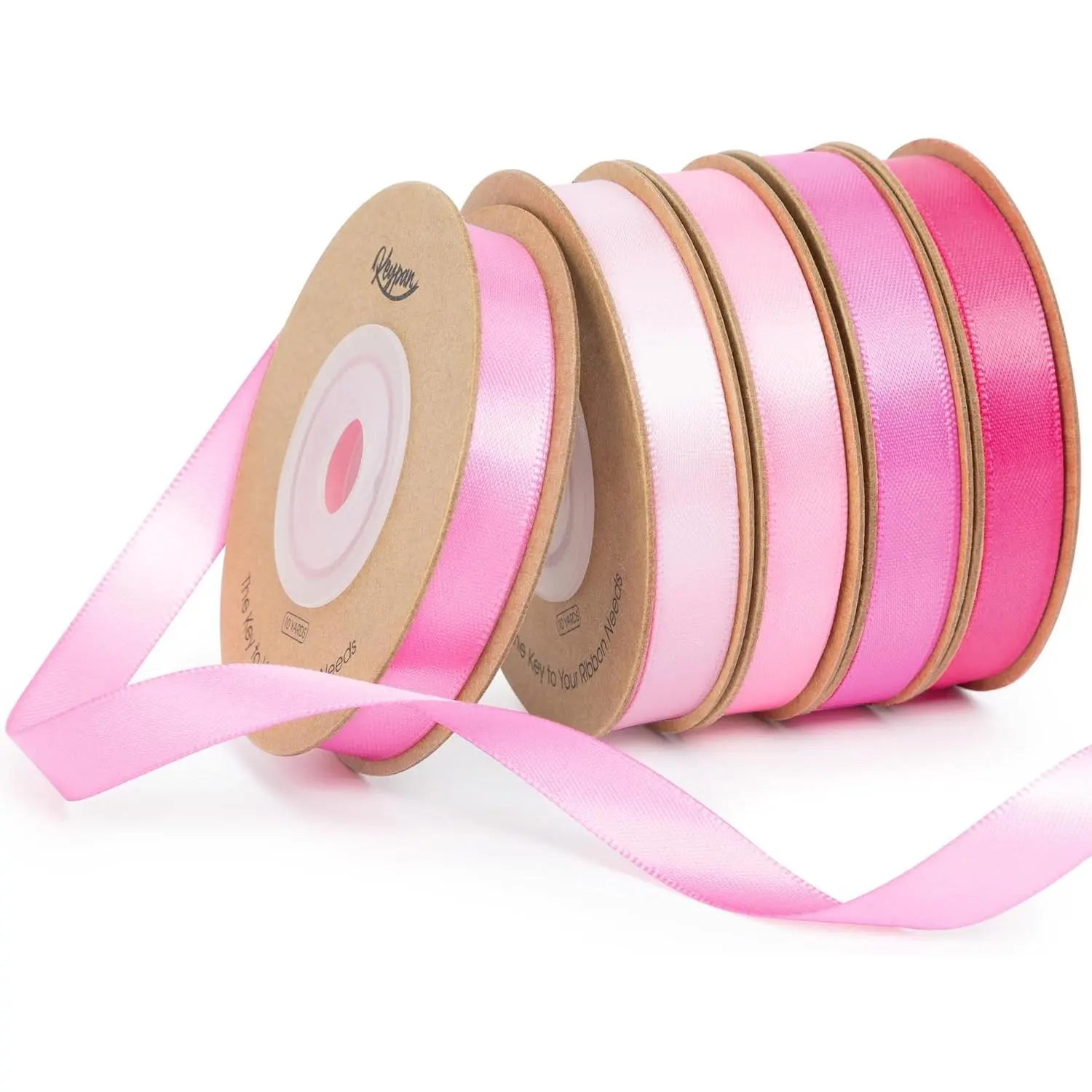 Satin Ribbon Set 3/8" x 50 Yards Double-Faced  Ribbons for  Wrapping, Floral Crafts, Hair Bows, Bouquets, Wedding & Party Decorations