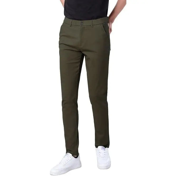 Men's Skinny Stretchy Khaki Pants Colored Pants Slim Fit Slacks Tapered Trousers