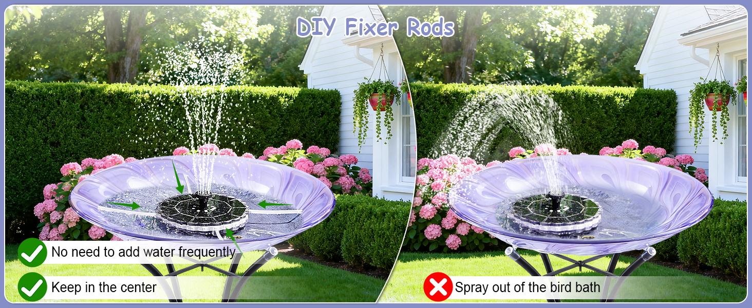 Solar Fountain Colorful Ring Lights, 2026 3.5W Solar Water Fountain with 2000mah Battery, Solar Fountain Pump for Bird Bath, Pond, Pool, Outdoor