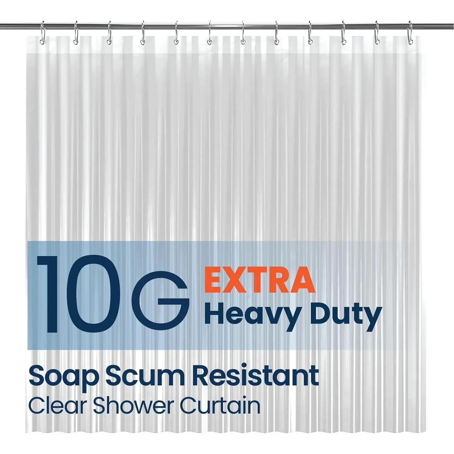 PEVA 10G Clear Shower Curtain 72x72 Inch with 12 Rings - Heavy Duty, Non-Toxic, Rust-Proof Grommets, Waterproof Plastic Shower Curtain Set with Weighted Magnets, Bathroom AccessoriesGift