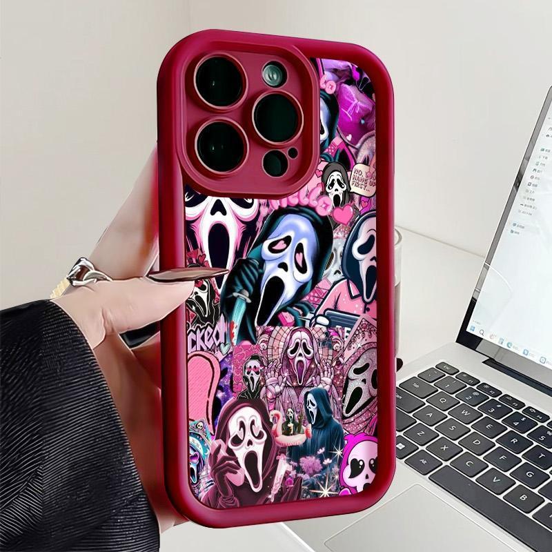 Ghost Scream Collage Pattern Phone case for iPhone 17 Pro Max 16 Plus 15 14 13 12 11 BumperDrop Protaection Rugged Durable Back Cover fashion gift Full Body Protection Shockproof Soft Silicone Cover.QXB334.designer,case Protective Smartphone