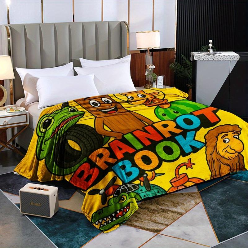 Italian Brainrot 1pc Blanket -Cozy & Soft Flannel, Cozy Chunky, Machine Washable, Soft Blanket Will Make You Feel Warm And Relaxed, Camping & Home Use, Suitable For All Four Seasons