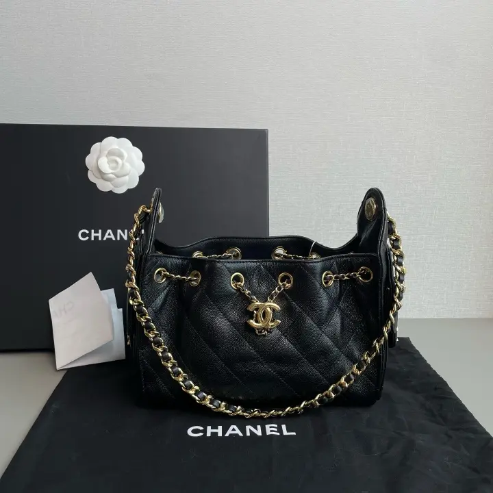 Pre-owned Chanel 25 Mini Hobo Bag in Black Caviar Leather