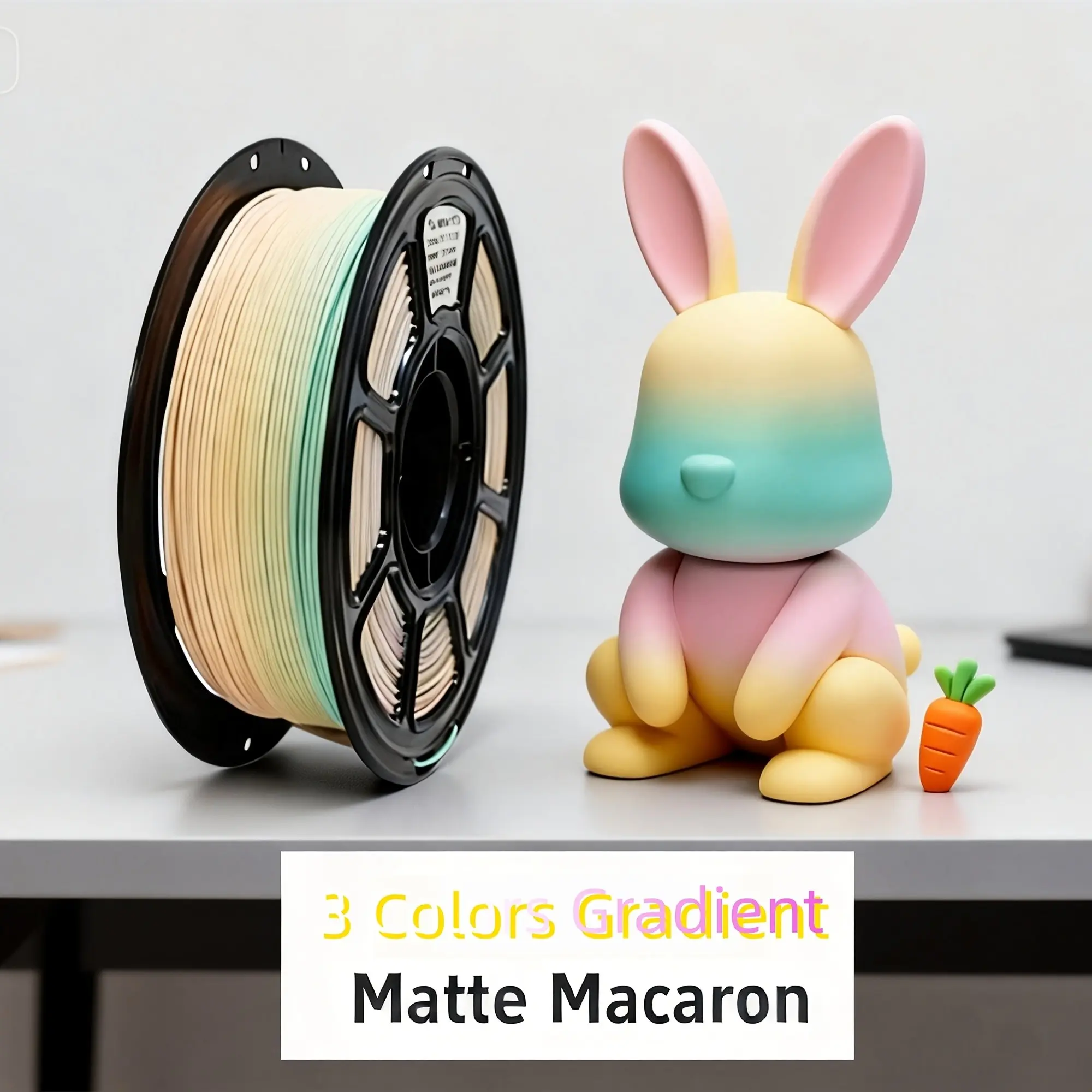 Matte Multicolor PLA Filament 1kg/2.2lbs 1.75mm, Macaron Rainbow 3D Printer Filament, Color Gradient Change PLA, Fast Color Change by Length, Fit Most FDM Printers, Dimensional Accuracy +/-0.03mm,1KG Pastel Spectrum