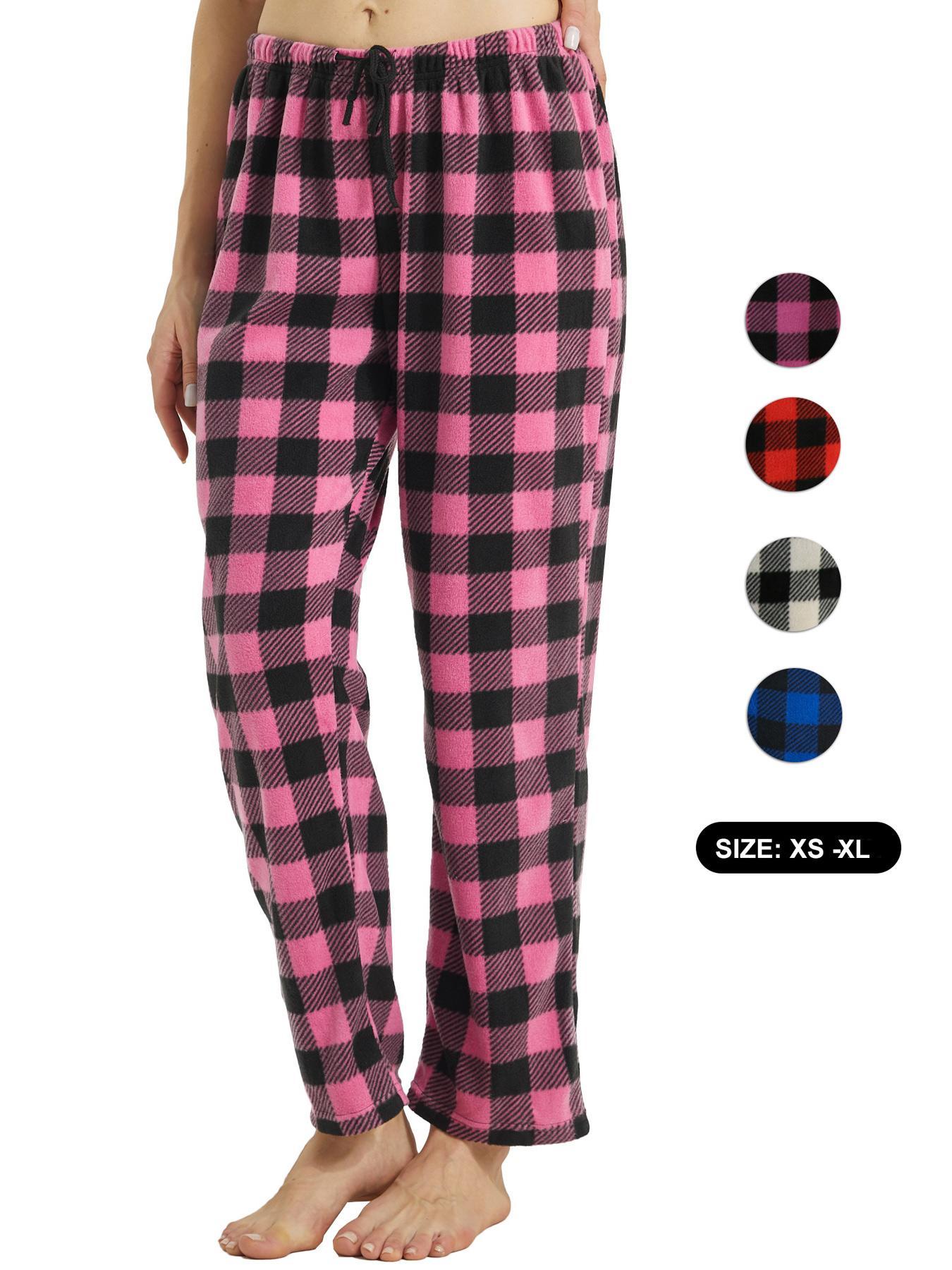 Women's Christmas Theme Plaid Print Drawstring Waist Soft Pajama Pants, Sleepwear Loungewear, Casual Comfy Fuzzy Sleep Bottoms for Winter, Lady's Sleepwear for Indoor Wear