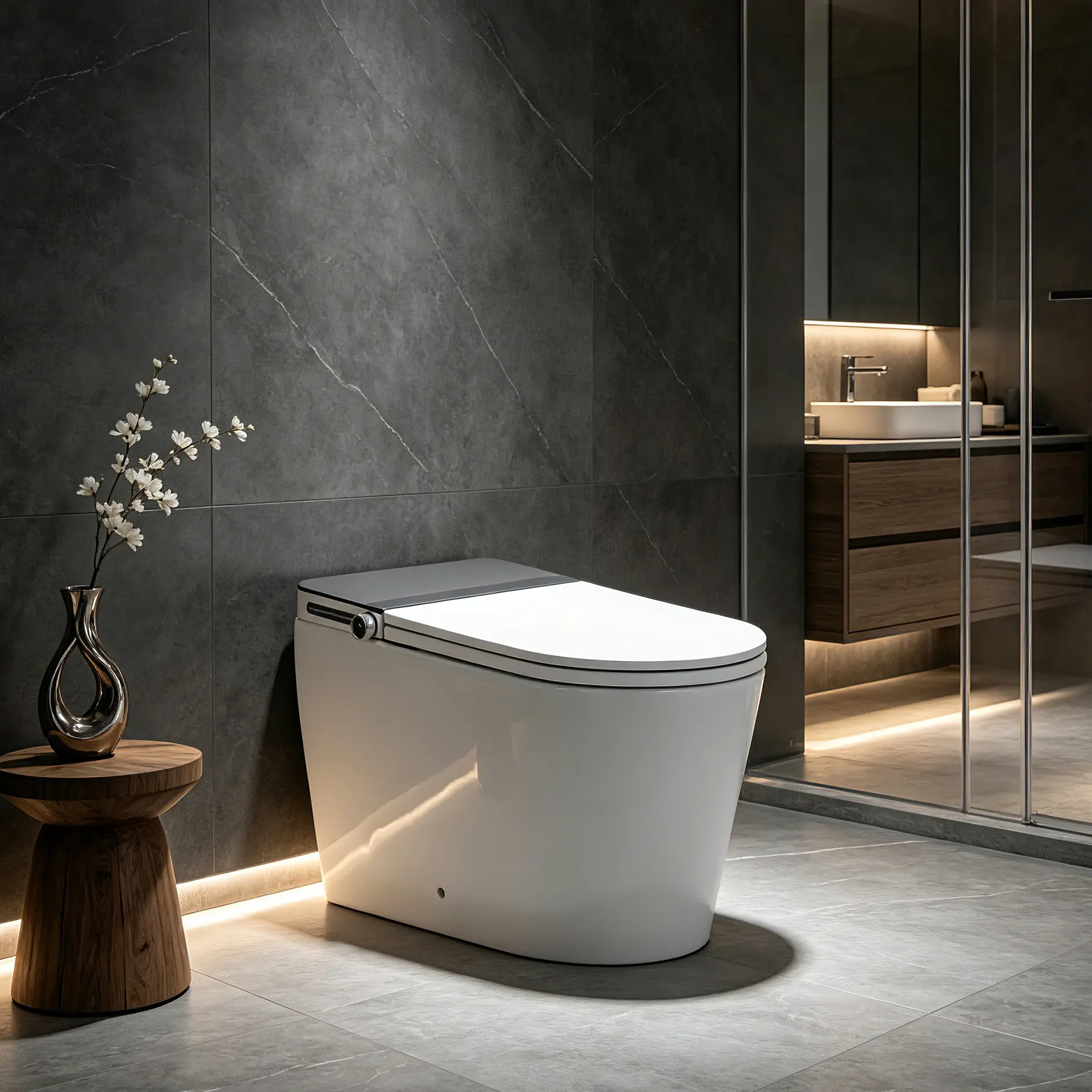 ARCH Modern One-Piece Smart Toilet with Bidet, 26.97" x 15.35" x 17.24", Porcelain Ceramic, White, Automatic Lid & Flush, Heated Seat, Warm Air Dryer, UV Sterilization, Deodorizer, Foot Sensor, App Control, No Water Pressure Limit, for Bathroom