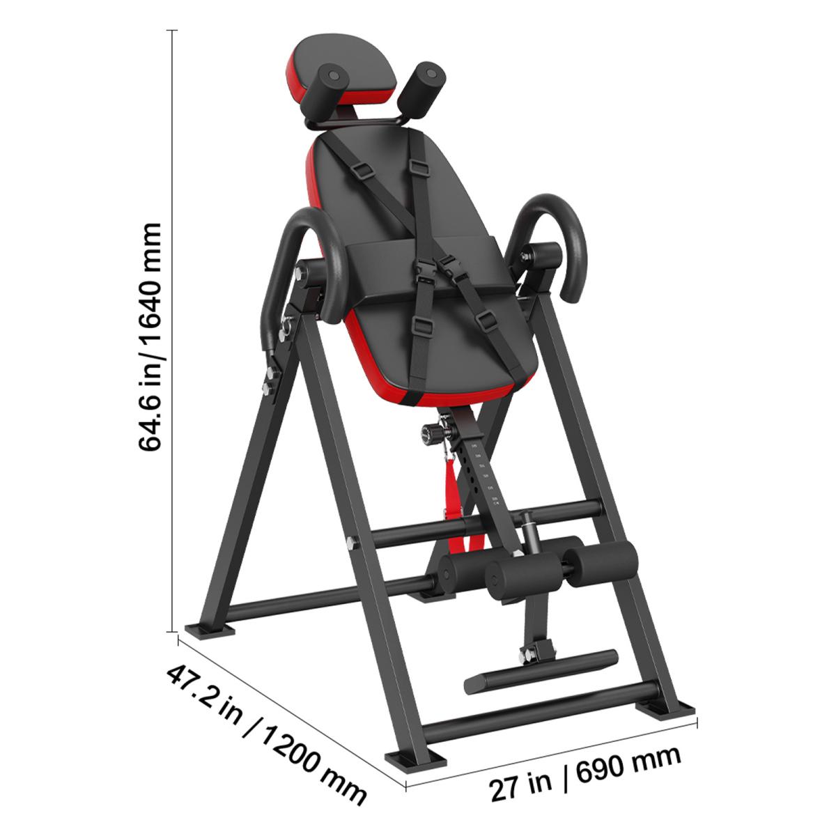 [Fahuac] Inversion Table Foldable Strength Training Equipment, Hang Exercise Bench with 300 lbs Capacity, Security Strap & Double Seat Belts, Adjustable Height 4.9-6.2 ft, Space Saving for Home Gym