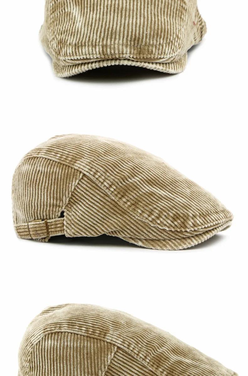 Autumn New Hat for Men and Women Corduroy Beret British Retro Forward Cap Casual Duckbill Cap Washed Cotton