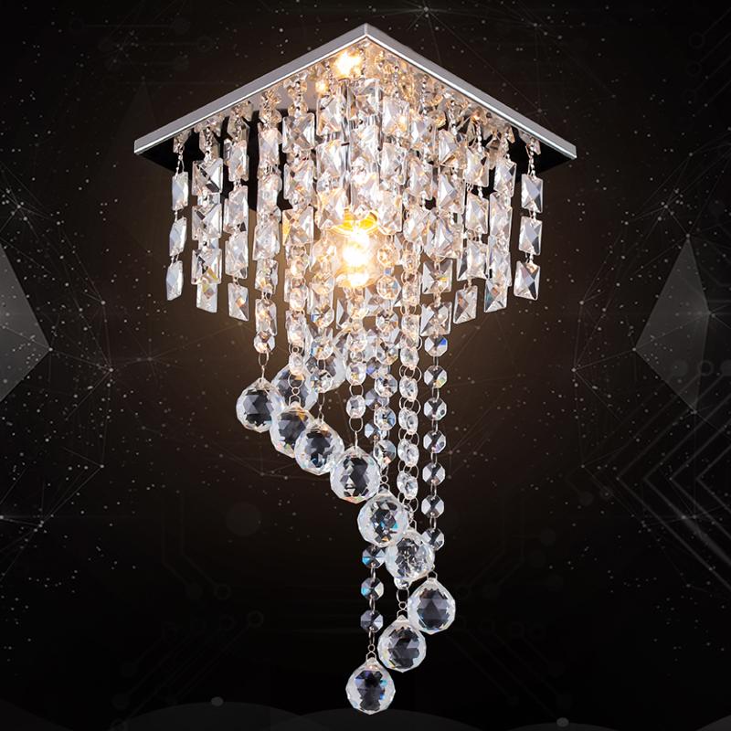 LED Crystal Ceiling Light Multi-Shape Flush Semi-Flush Mount Square Hexagonal Chandelier Stainless Steel E26 AC Light Source Retro Modern Small Size Easy Installation Home Bedroom Living Room Hallway Dining Room Stylish Decorative Lighting QH-MC058