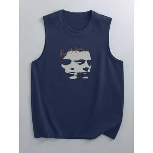 Men’s Premium Soft   Crew Neck Sleeveless Tank Top, Distressed Crackle Double Face Silhouette With Face To Face Cursive Text Graphic Loose Fit Muscle Workout Tee, Breathable Sleeveless Shirt For Abstract Art Streetwear, Gym Training, Daily Casual and