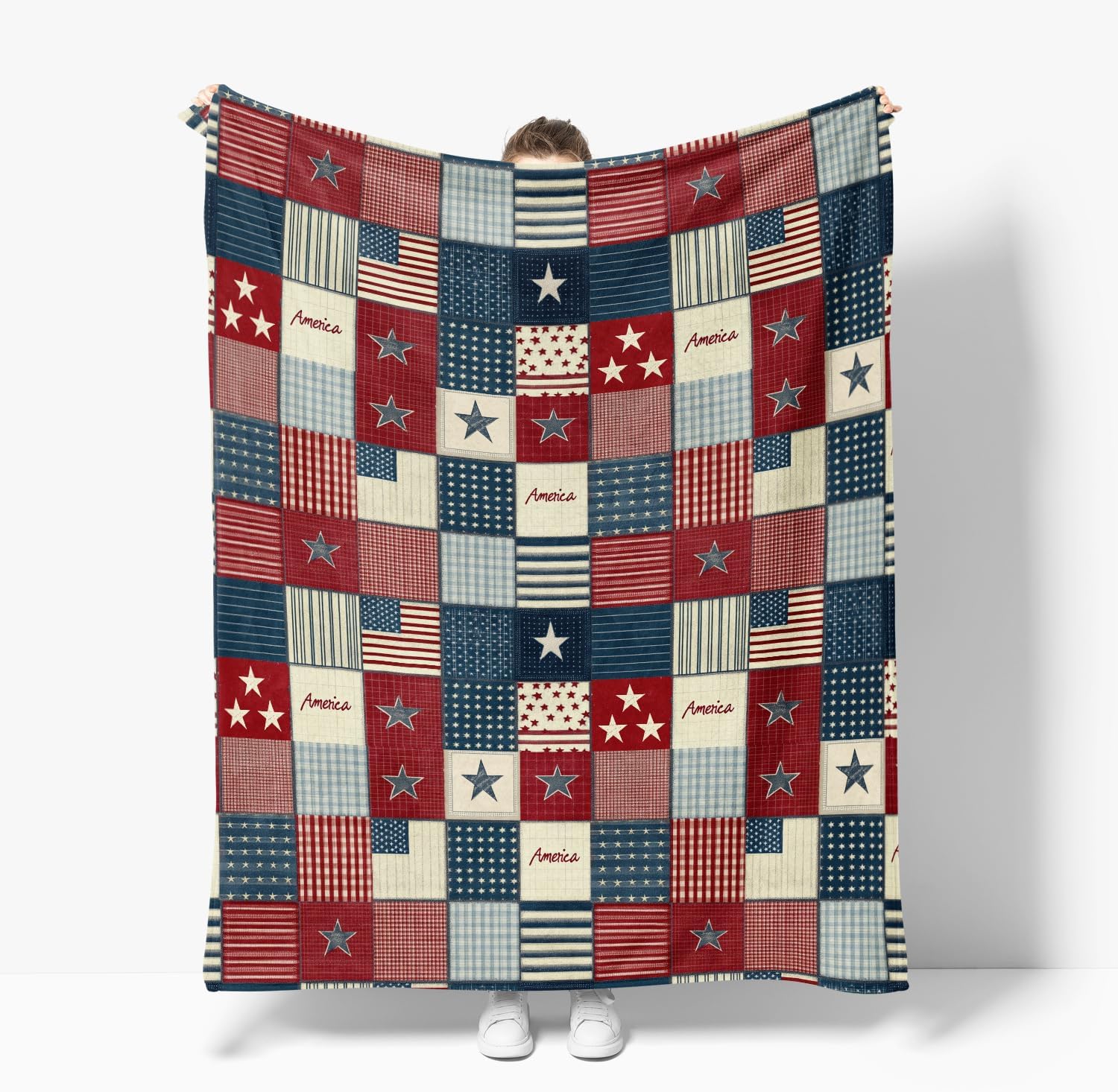 Horaldaily 4th of July Flannel Blanket Throw, Patriotic Veterans Day American Flag Soft Fuzzy Plush Cozy Fleece Blankets for Couch Sofa Bed Decor, Ideal Gifts for Kids Adults 50x60