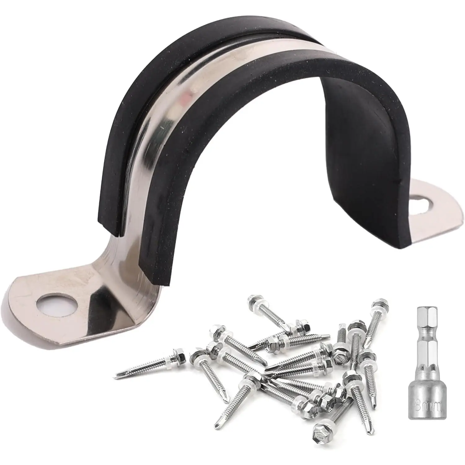 Pipe Clamps,304 Stainless & Rubber Cushioned Heavy Duty Conduit clips (SCH 2 in (60 MM) - 12 Pack)